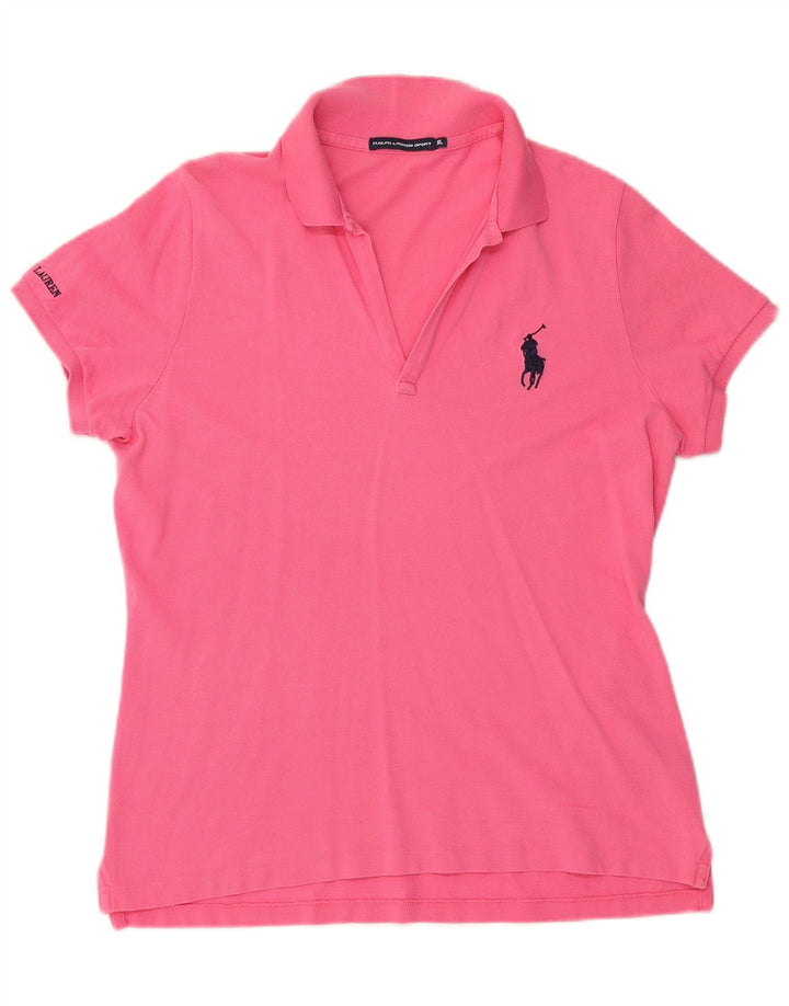 RALPH LAUREN Damen Poloshirt UK 18 XL Rosa Baumwolle