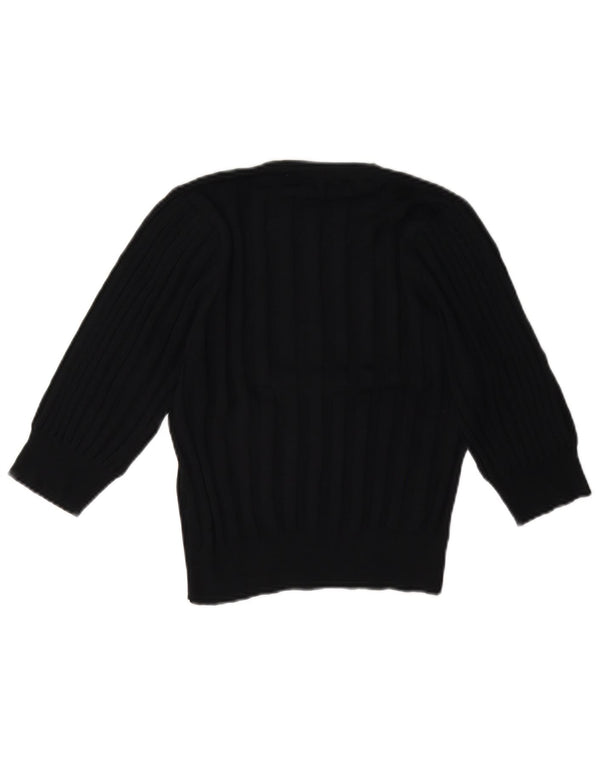 Zara Damen Crop 3/4 Ärmel V-Ausschnitt Pullover Pullover UK 10 Small Schwarze Viskose