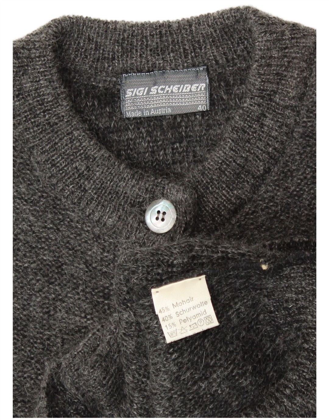 SIGI SCHEIBERG Damen-Cardigan mit Grafik, EU 40, mittelgraues Mohair