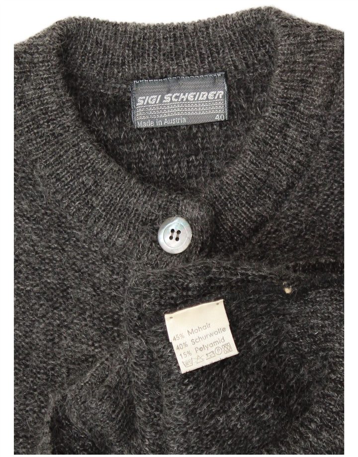 SIGI SCHEIBERG Damen-Cardigan mit Grafik, EU 40, mittelgraues Mohair