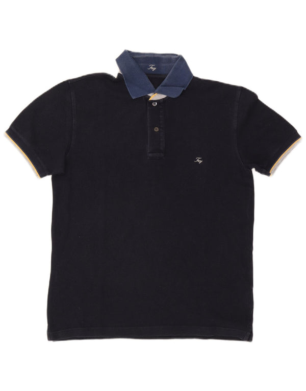 Fay Herren-Rugby-Poloshirt, mittelmarineblaue Baumwolle