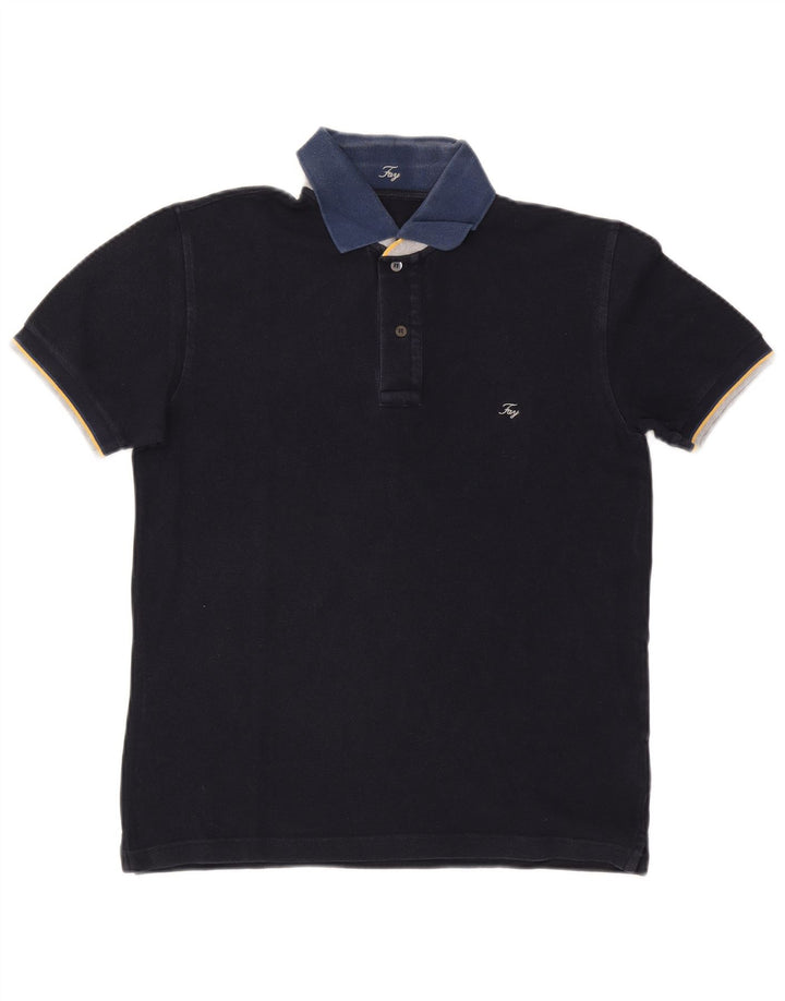 Fay Herren-Rugby-Poloshirt, mittelmarineblaue Baumwolle