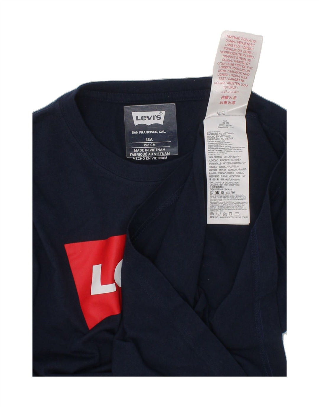 LEVI'S Boys Graphic Top Long Sleeve 11-12 Years Navy Blue Cotton Vintage Levi's and Second-Hand Levi's from Messina Hembry 