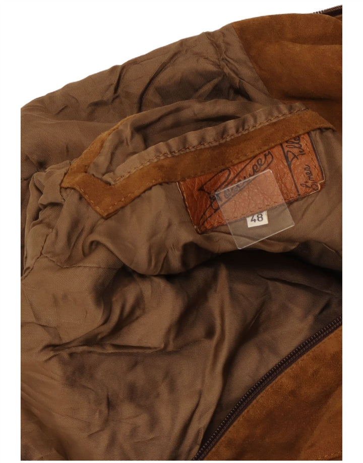 Vintage Herren Wildlederjacke IT 48 Mittelbraun