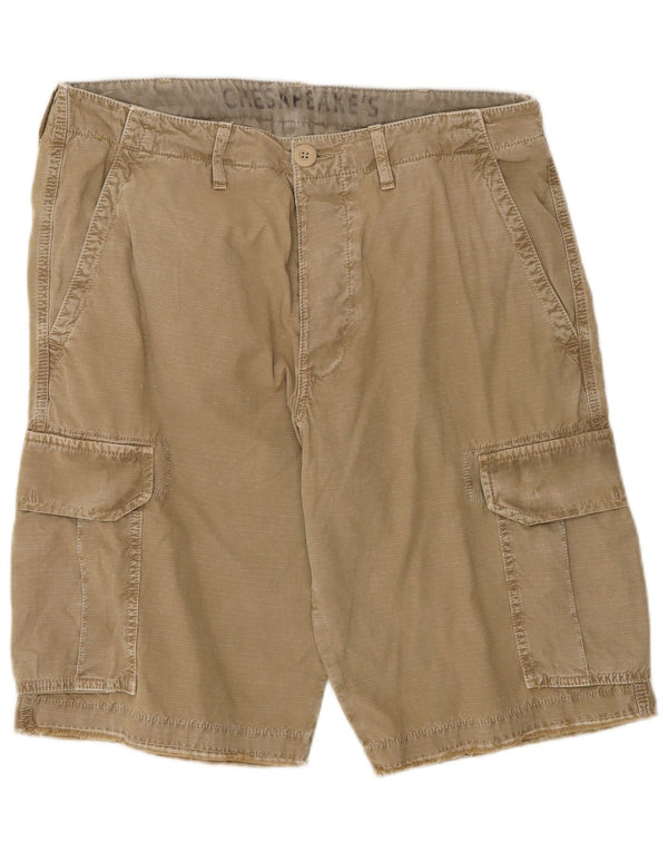 Vintage Herren Cargo Shorts W33 Medium Khaki Nadelstreifen Baumwolle