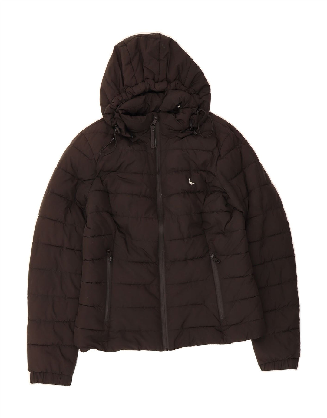 JACK WILLS Womens Hooded Padded Jacket UK 12 Medium  Black Polyester Vintage Jack Wills and Second-Hand Jack Wills from Messina Hembry 