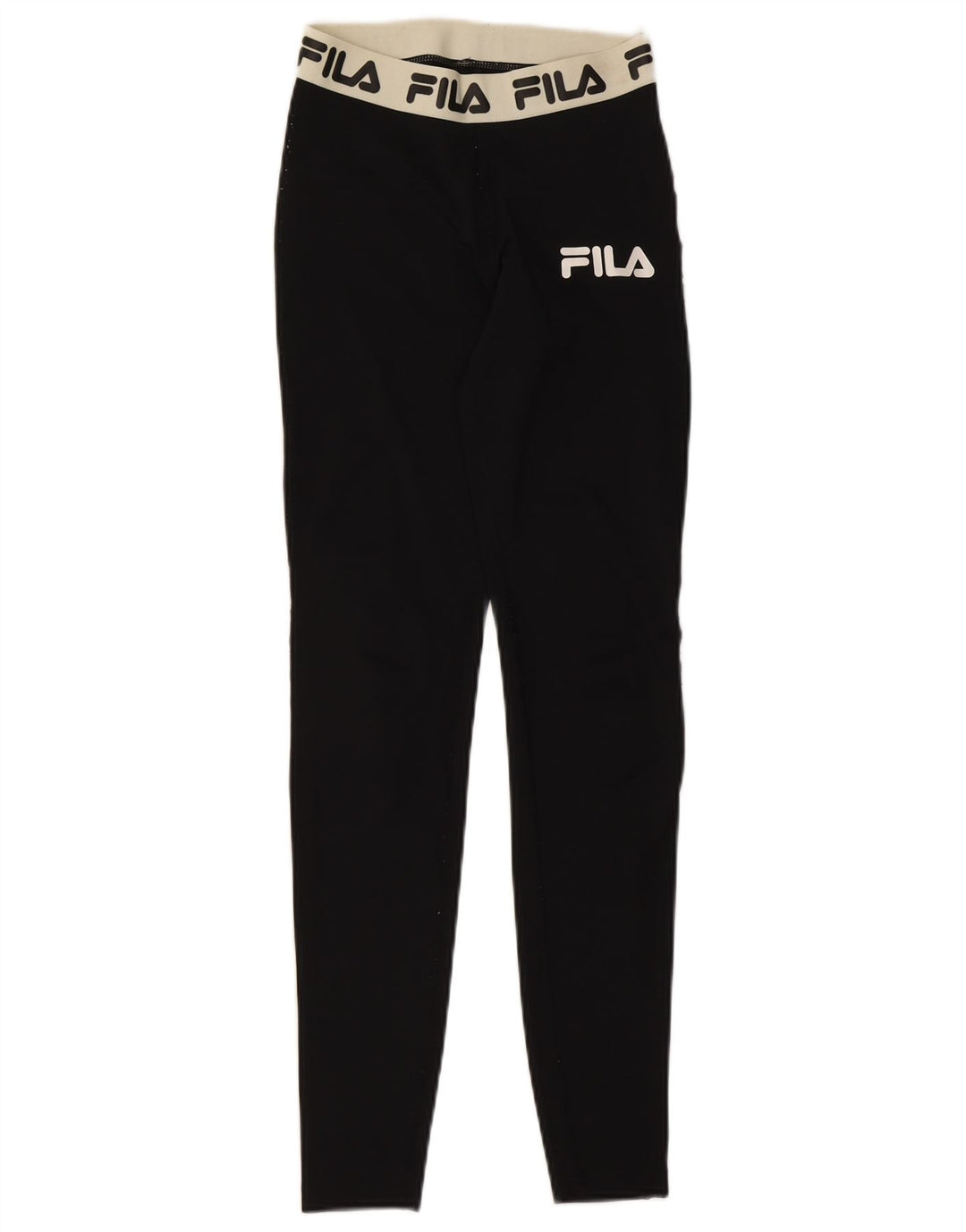 Fila Damen Grafik-Leggings UK 4 XS Schwarzes Colourblock-Polyester