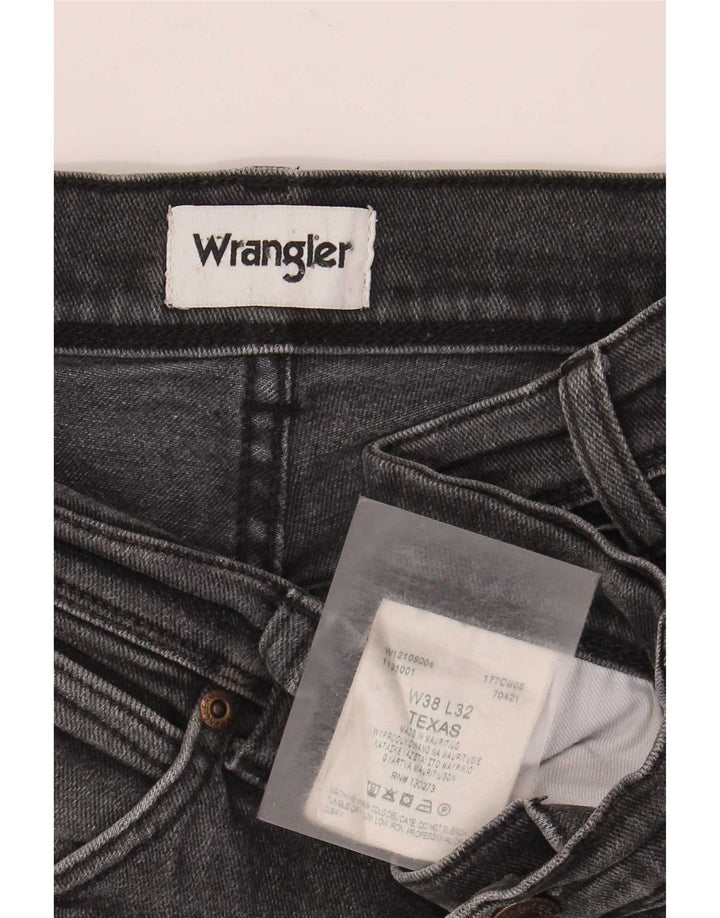 Wrangler Herren Texas Stretch Straight Jeans W38 L32 Graue Baumwolle