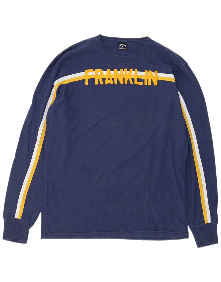 Franklin & Marshall Herren-Grafikoberteil mit langen Ärmeln, Marineblau, Farbblock