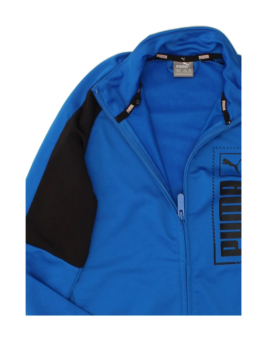 PUMA Boys Graphic Tracksuit Top Jacket 9-10 Years Blue Colourblock | Vintage Puma | Thrift | Second-Hand Puma | Used Clothing | Messina Hembry 