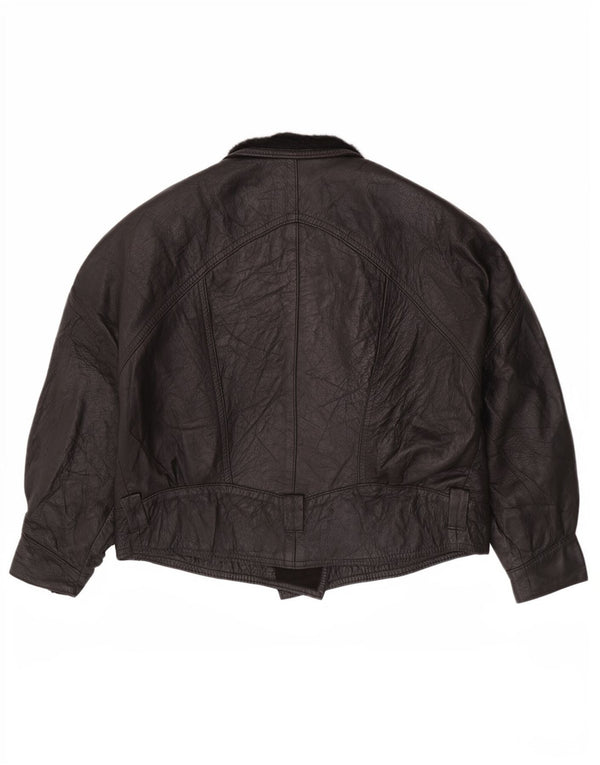 Vintage Damen Lederjacke UK 14 Large Schwarz