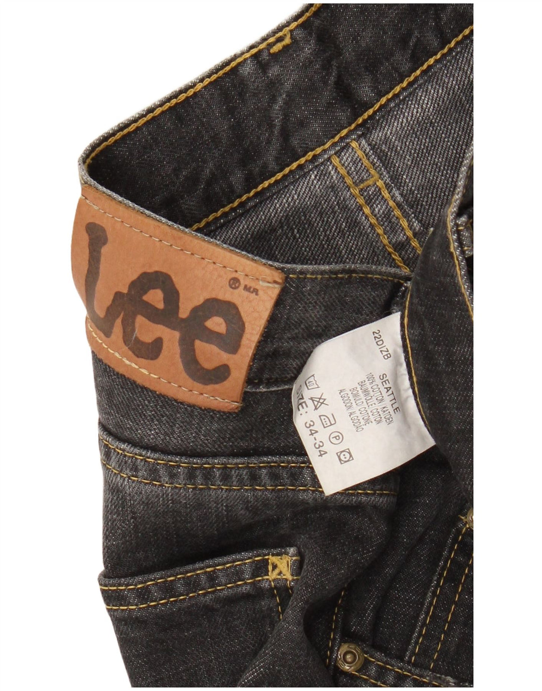 LEE Herren Seattle Straight Jeans W34 L30 Schwarze Baumwolle
