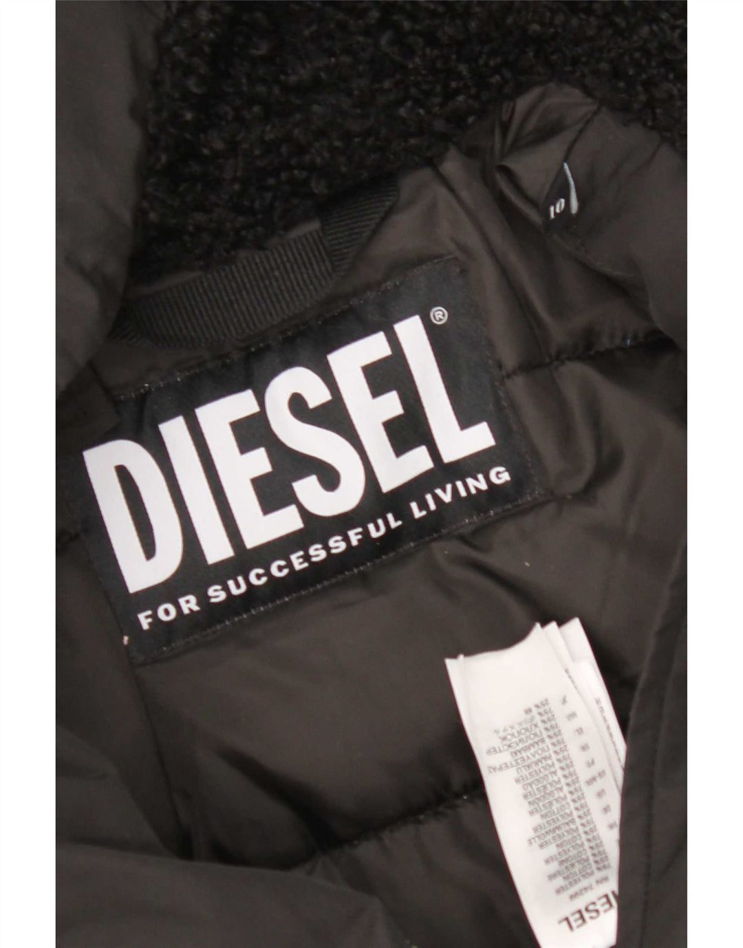 Diesel Damen-Parka mit Kapuze, UK 10, Größe S, Schwarz, Polyester