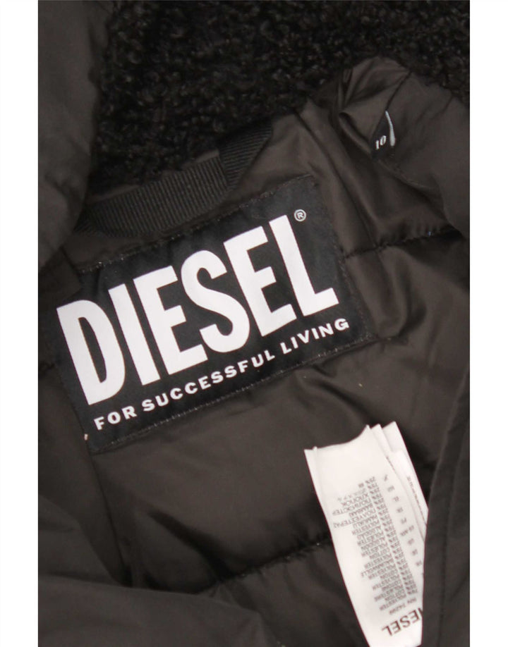 Diesel Damen-Parka mit Kapuze, UK 10, Größe S, Schwarz, Polyester