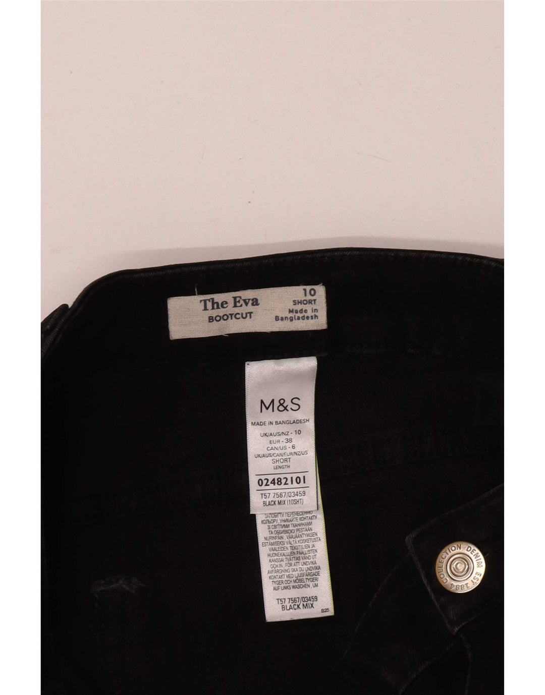 Marks & Spencer Damen The Eva Bootcut Jeans UK 10 Small W26 L28 Schwarz