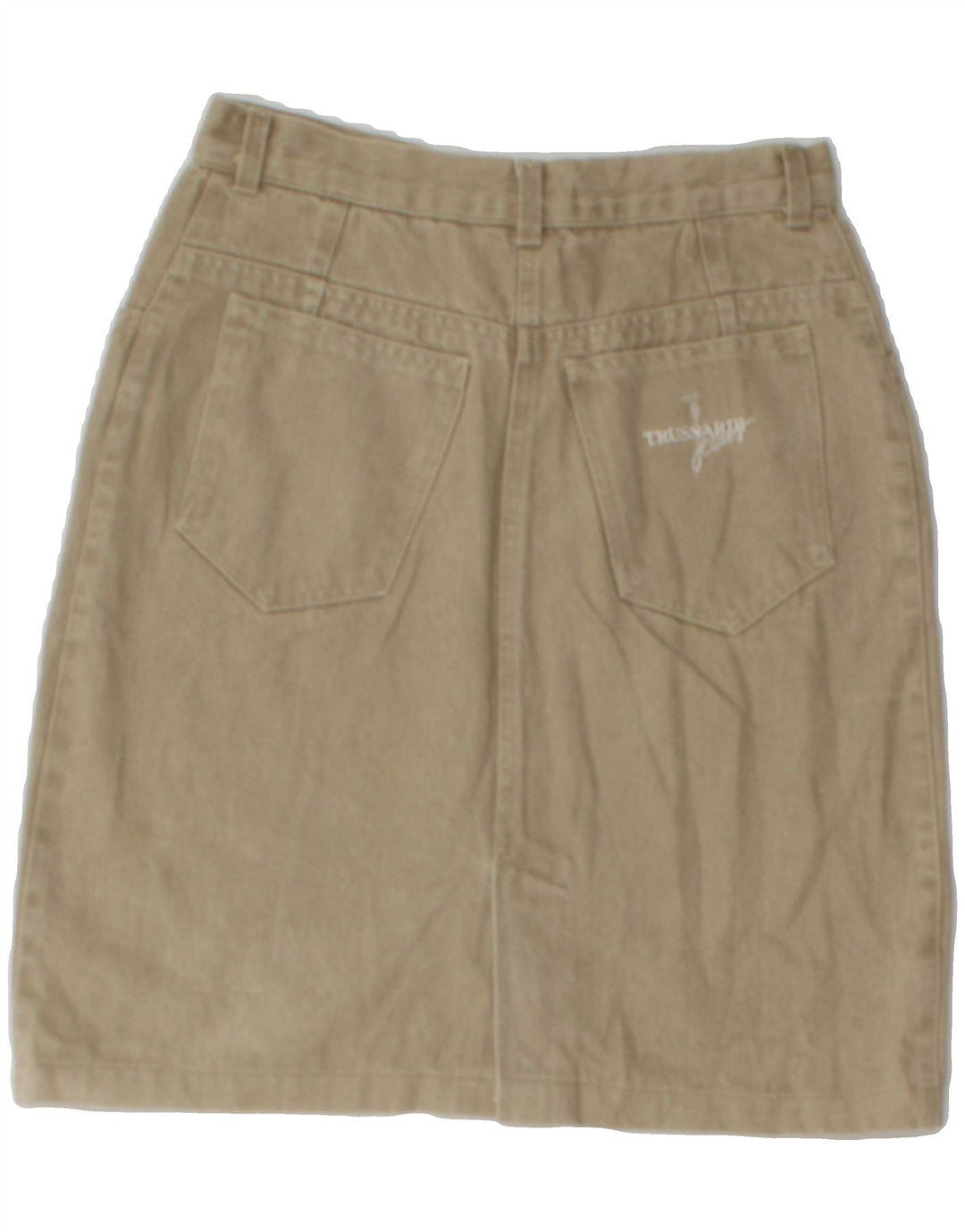 TRUSSARDI Womens Denim Skirt IT 44 Medium W30  Beige Cotton Vintage Trussardi and Second-Hand Trussardi from Messina Hembry 