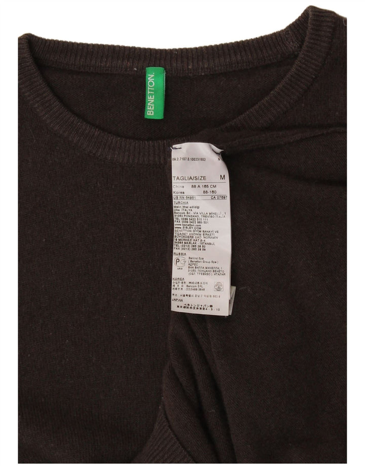 BENETTON Damen-Pullover mit U-Boot-Ausschnitt, UK 12, mittelbraune Wolle