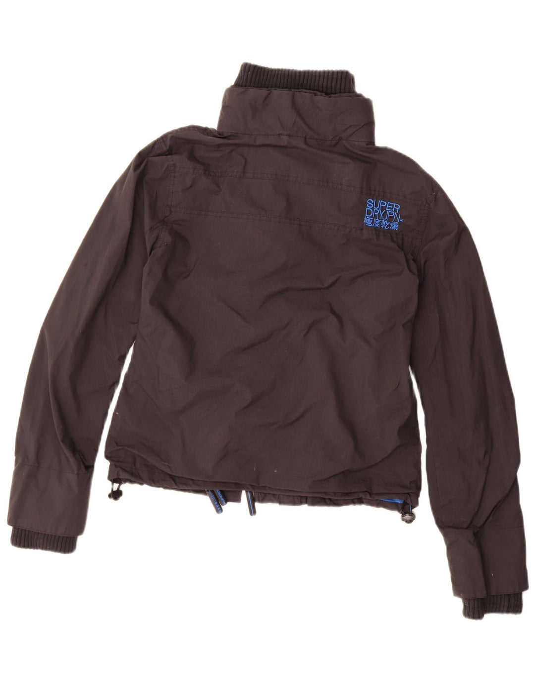 SUPERDRY Damen-Regenjacke mit Grafik, UK 16, Größe L, schwarzes Nylon
