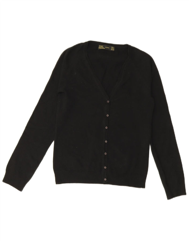 Zara Damen-Cardigan-Pullover UK 12 Mittelschwarze Baumwolle