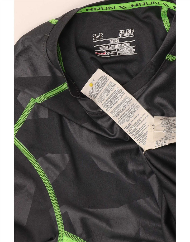 Under Armour Herren Heat Gear Top Langarm Kleines graues geometrisches Polyester