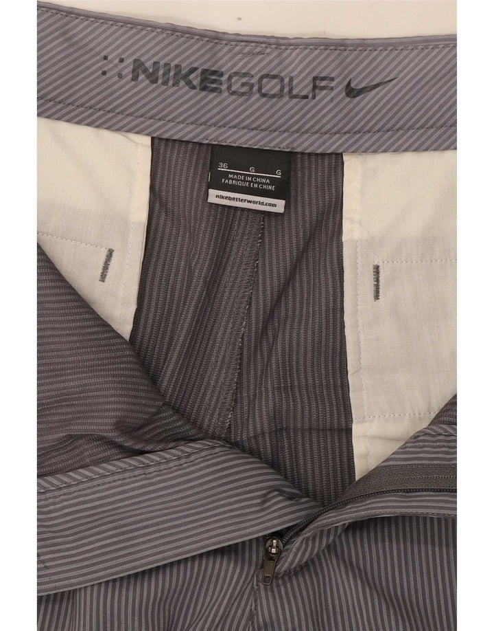 Nike Herren-Golf-Chinoshorts W36, großes graues Nadelstreifen-Polyester