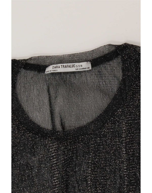 Zara Damen Trafaluc Durchsichtiges Top UK 12 Medium Schwarz