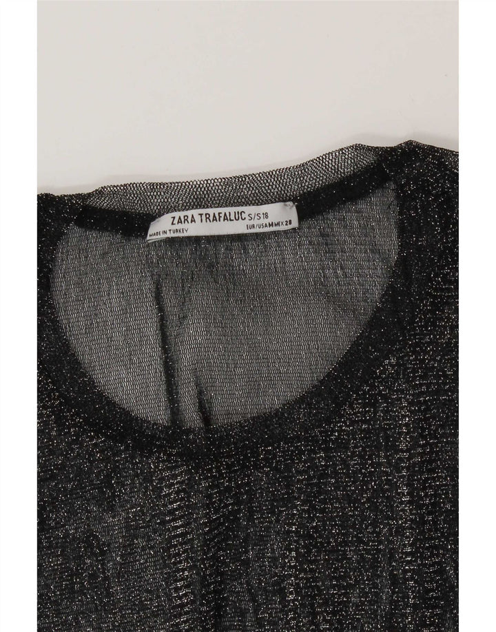 Zara Damen Trafaluc Durchsichtiges Top UK 12 Medium Schwarz