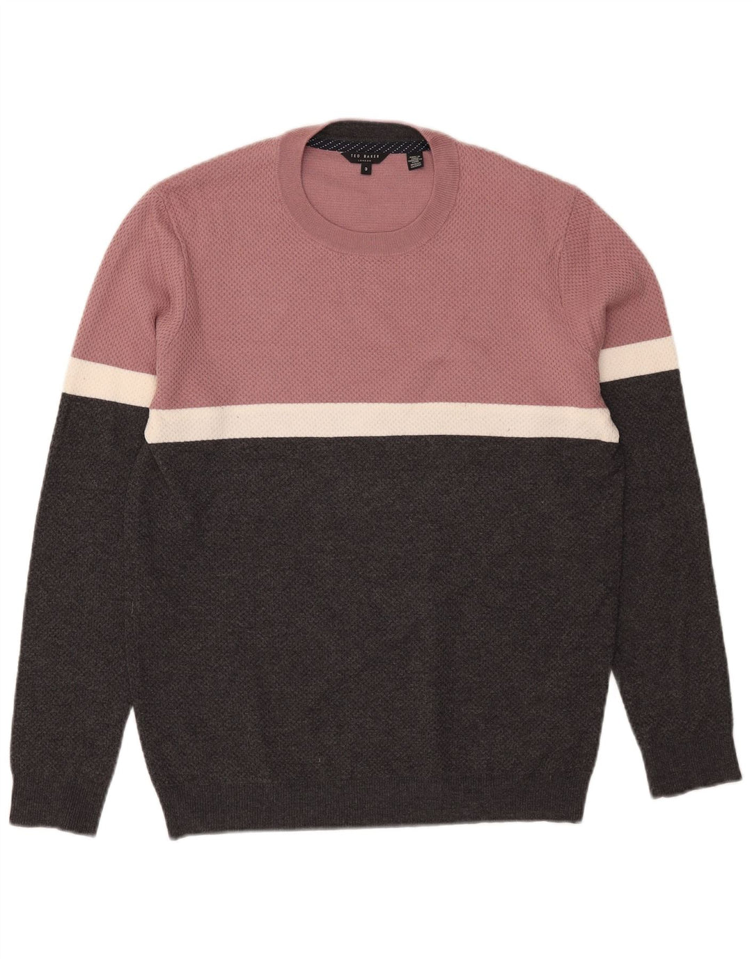 Ted Baker Herren-Pullover mit Rundhalsausschnitt, Größe 3, mittelgroß, Schwarz, Farbblock