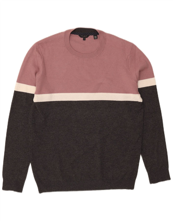 Ted Baker Herren-Pullover mit Rundhalsausschnitt, Größe 3, mittelgroß, Schwarz, Farbblock