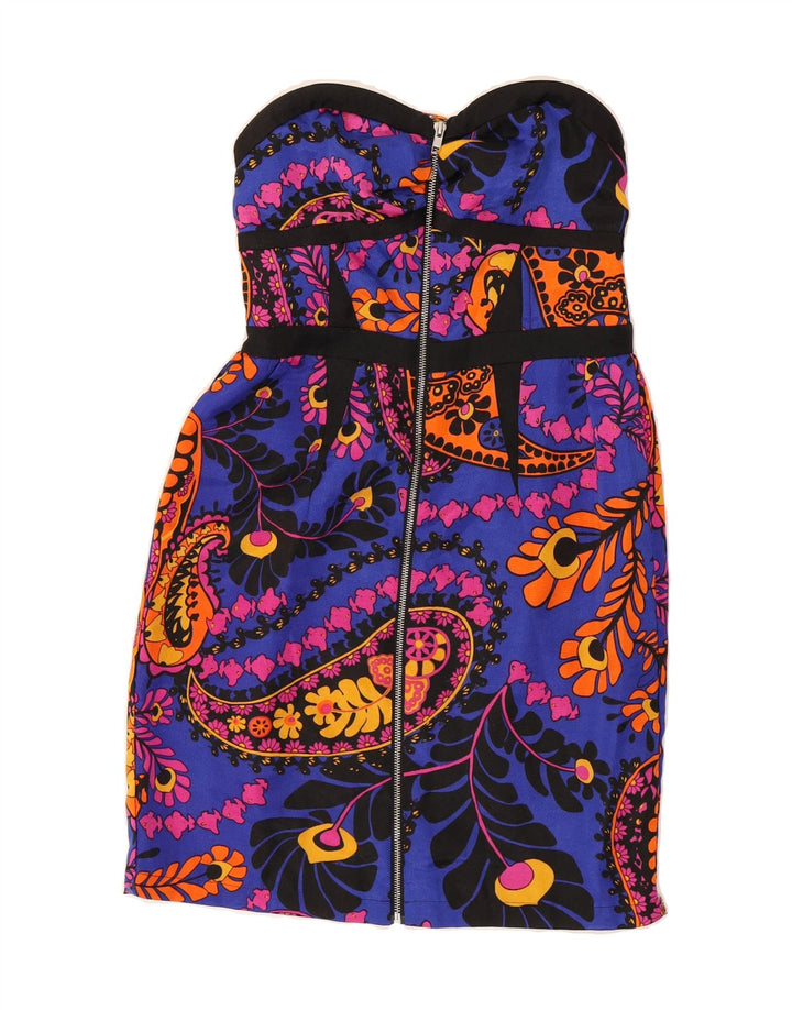 MONSOON Womens Strapless Dress UK 10 Small  Blue Paisley Polyester Vintage Monsoon and Second-Hand Monsoon from Messina Hembry 