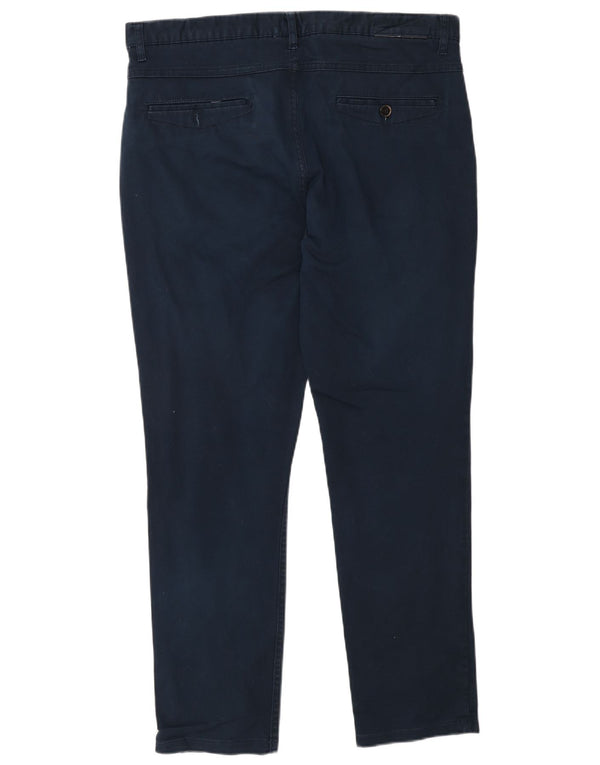 Zara Mens Tapered Chino Trousers EU 44 Large W34 L29 Navy Blue Cotton
