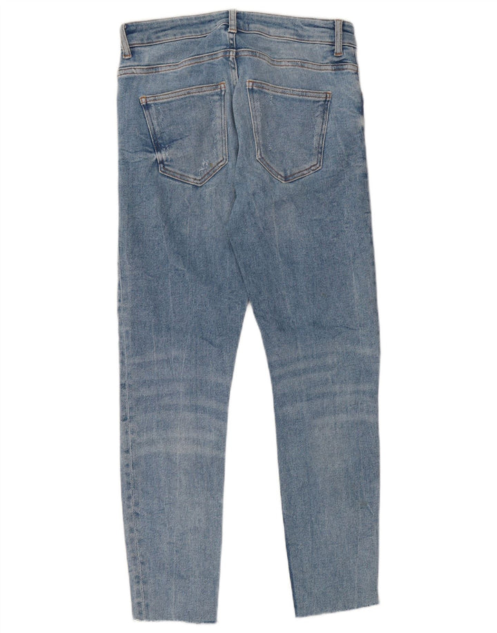 ZARA Damen Crop Distressed Skinny Jeans EU 40 Medium W30 L26 Blaue Baumwolle