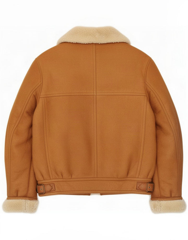 Vintage Herren Shearling Jacke IT 52 XL Beige