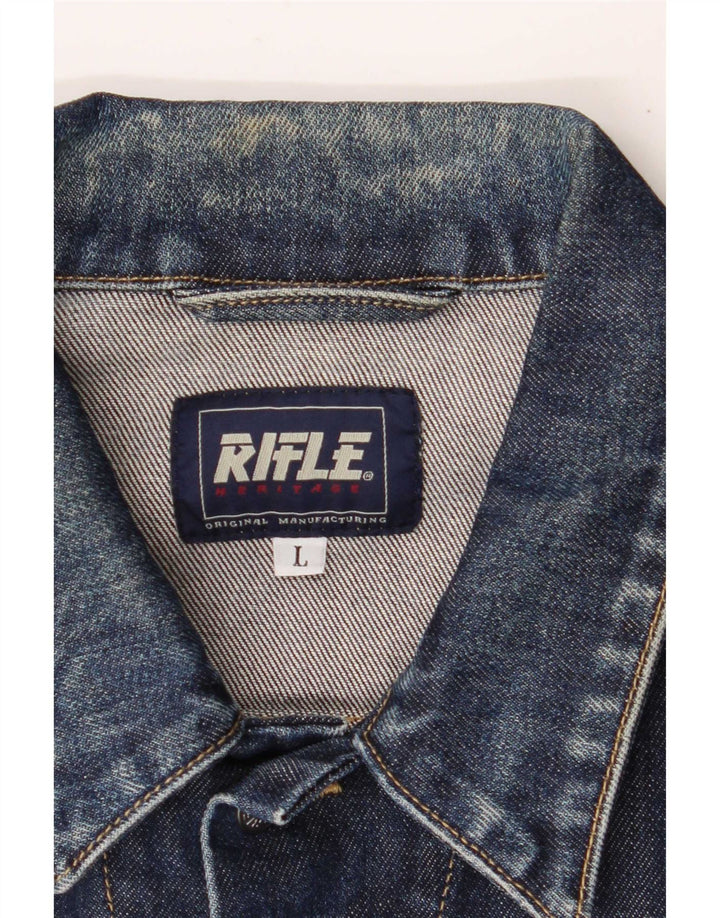 Rifle Herren Jeansjacke UK 40 Große blaue Baumwolle