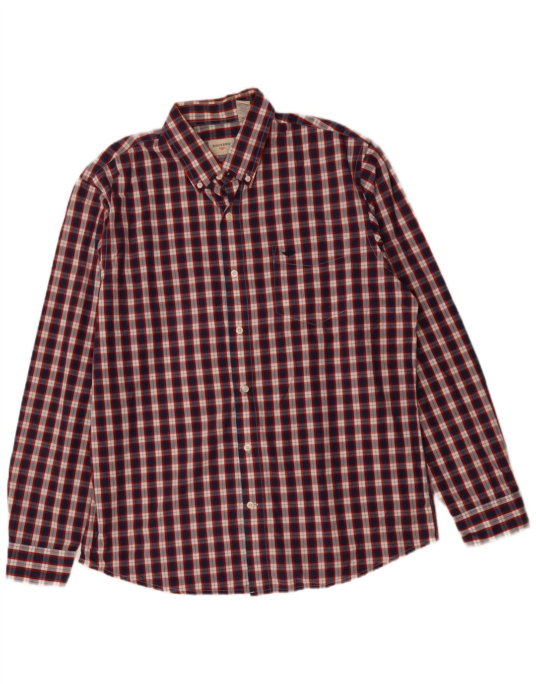 DOCKERS Herrenhemd, groß, marineblau, kariert, Baumwolle