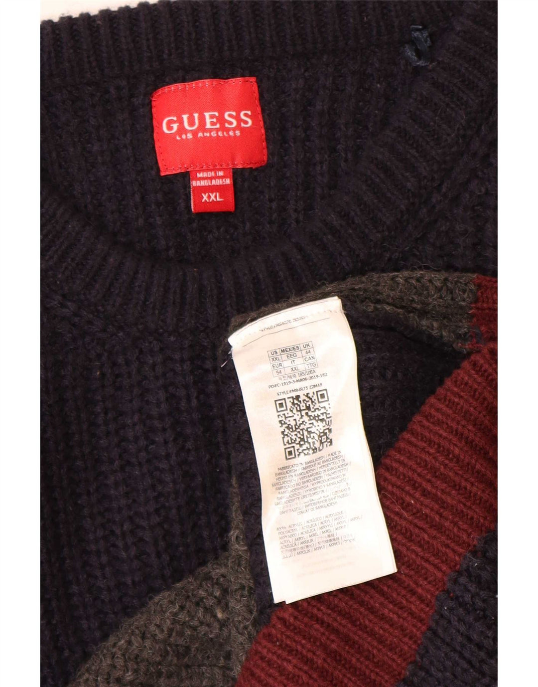 Guess Herren-Pullover mit Rundhalsausschnitt, 2XL, mehrfarbig, Farbblock-Acryl