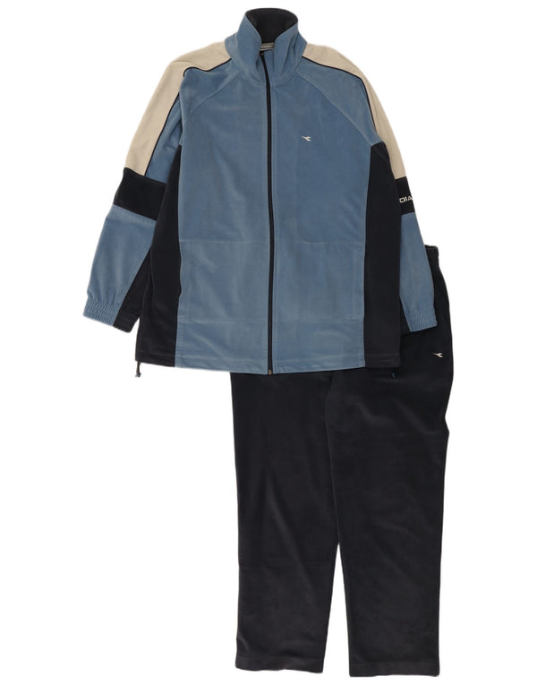 Diadora Herren-Trainingsanzug aus Velours, UK 44, XL, blaues Farbblock-Polyester