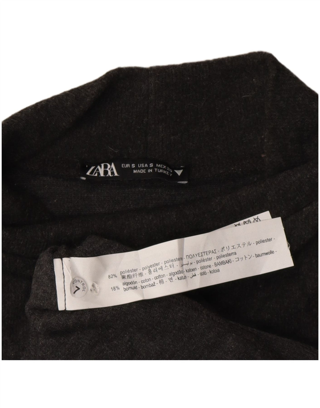 Zara Damen-Pulloverkleid mit kurzen Ärmeln, Gr. 10, Größe S, Grau, Polyester