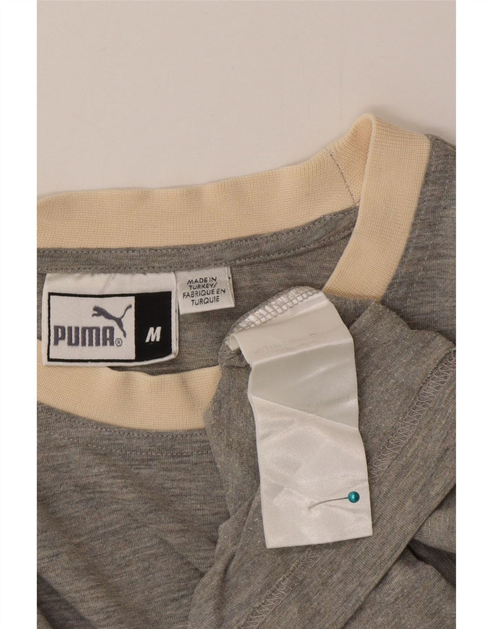 Puma Herren-T-Shirt-Oberteil aus mittelgrauer Colourblock-Baumwolle