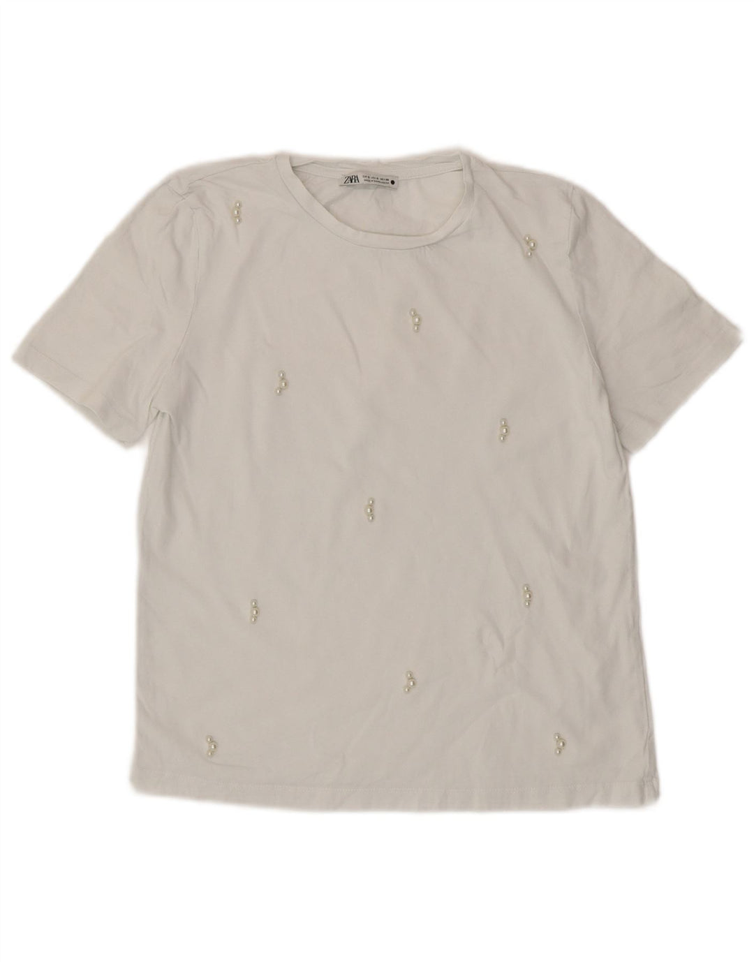 ZARA Damen T-Shirt Top UK 8 Small Weiß
