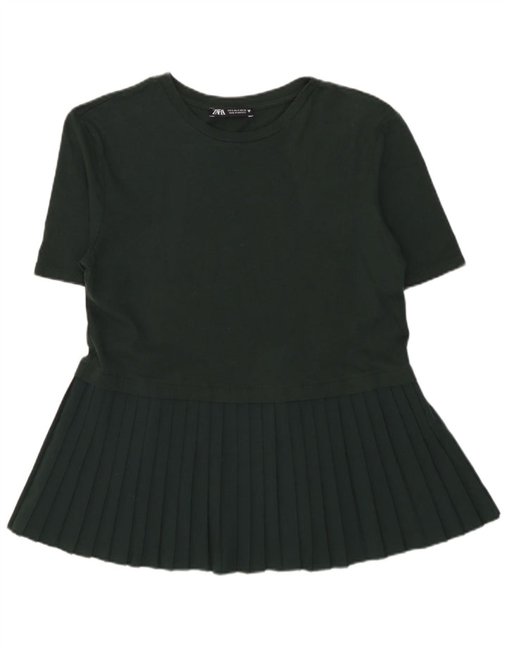 Zara Damen Bluse Top UK 10 Small Khaki