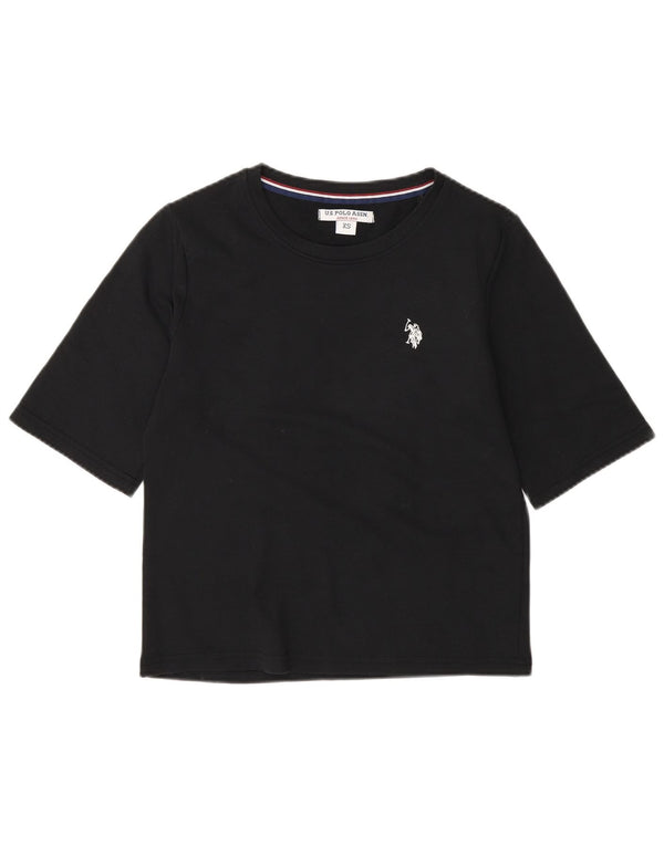 U.S. Polo Assn. Damen Crop T-Shirt Top UK 6 XS Schwarz Baumwolle