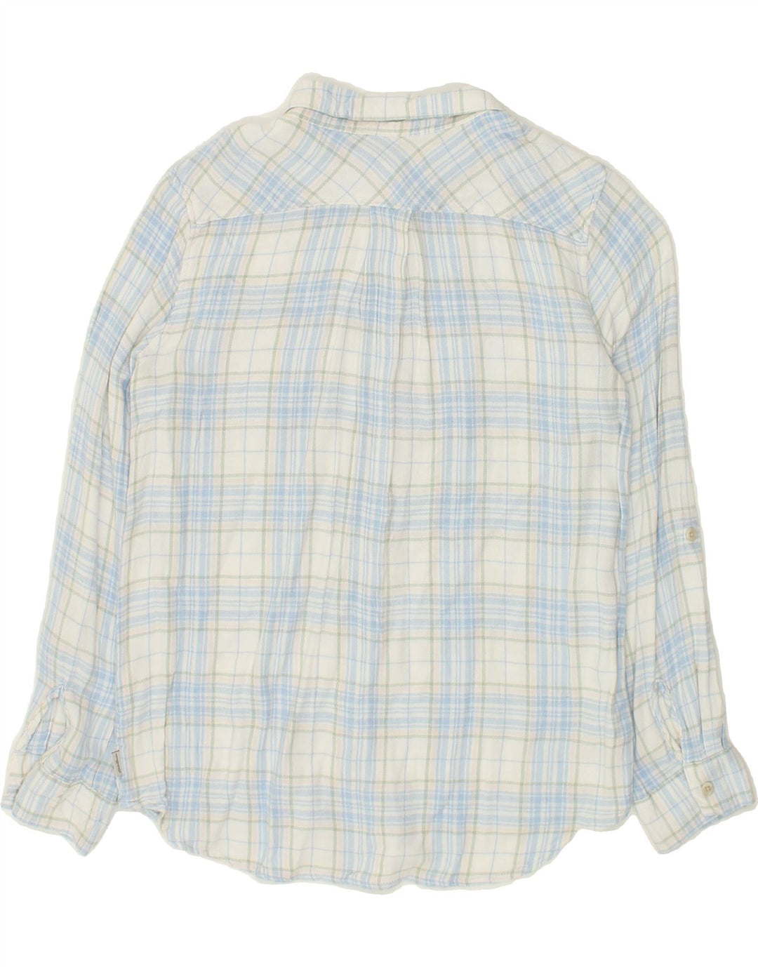 EDDIE BAUER Womens Shirt UK 12 Medium Blue Check Rayon Vintage Eddie Bauer and Second-Hand Eddie Bauer from Messina Hembry 