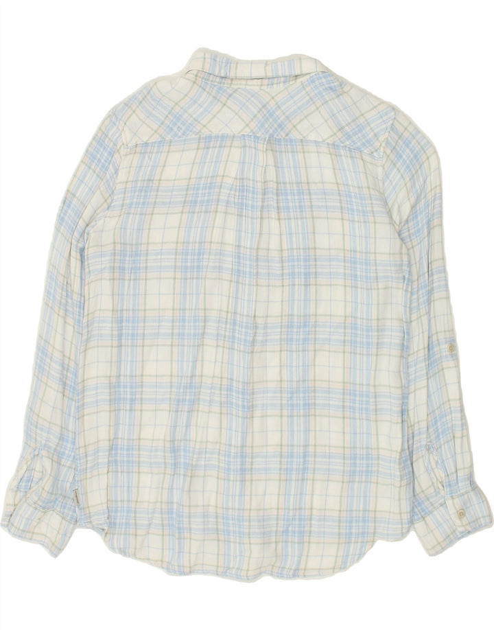 EDDIE BAUER Womens Shirt UK 12 Medium Blue Check Rayon Vintage Eddie Bauer and Second-Hand Eddie Bauer from Messina Hembry 