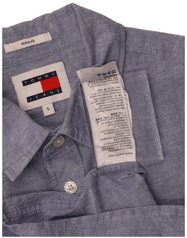 Tommy Hilfiger Herren-Hemd mit normaler Passform, klein, aus blauer Baumwolle