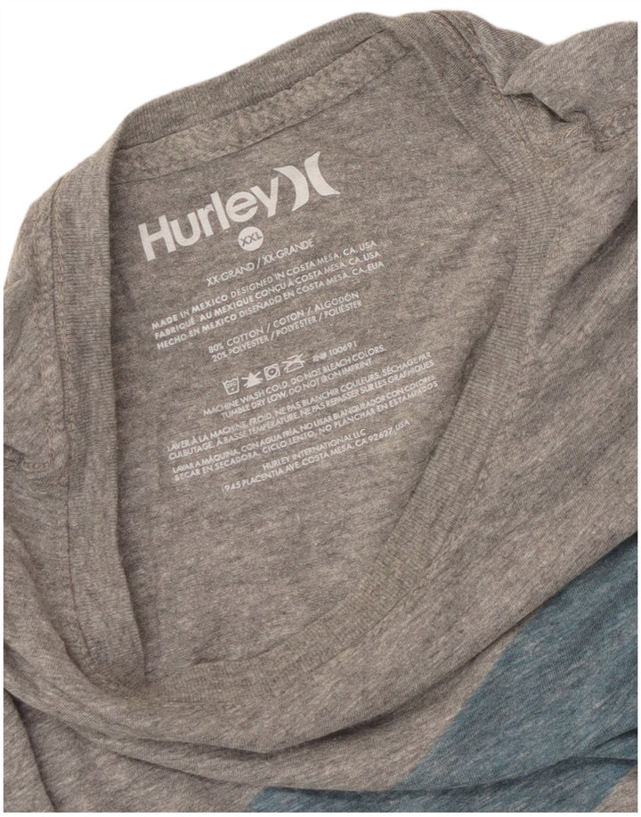 Hurley Herren Grafik T-Shirt Top 2XL Grau Baumwolle