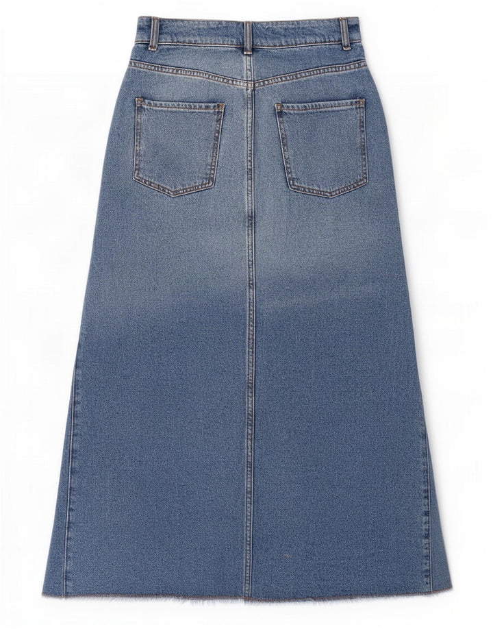 Zara Damen Maxi-Jeansrock, Größe S, W26, Blau