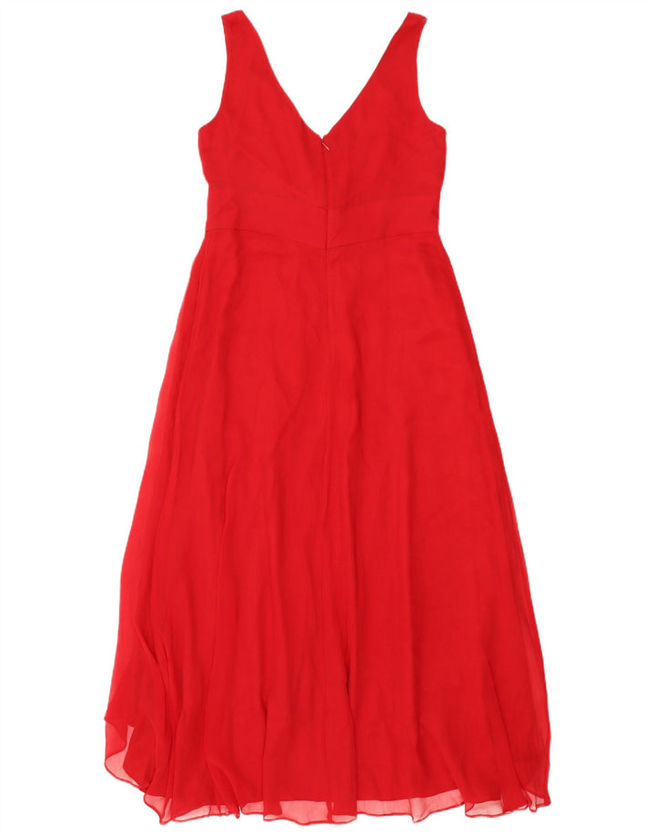Hobbs Damen Ärmelloses Maxikleid UK 14 Mittelrote Seide