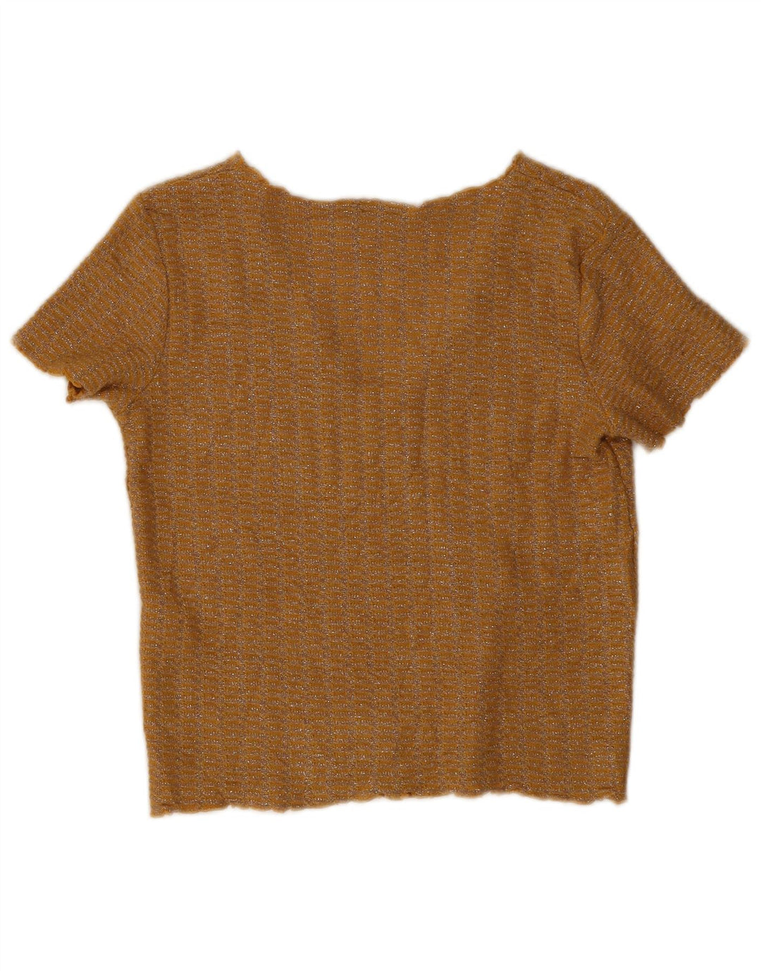 Zara Damen Crop Bluse Top UK 10 Small Gelb meliert Polyester