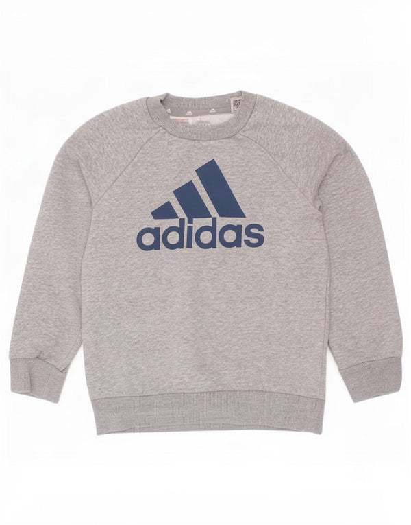 Adidas Jungen Grafik-Sweatshirt-Pullover, 4–5 Jahre, grau gefleckte Baumwolle